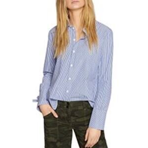 NEW Sanctuary Evereve Sorrel Tie Back Shirt Blouse Striped Nautical Blue XS